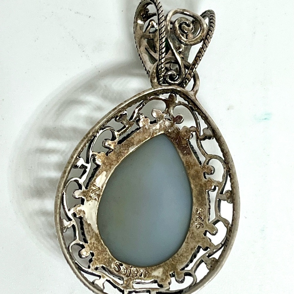 Sajen Peacock Druzy Quartz 925 Pendant - Picture 4 of 4